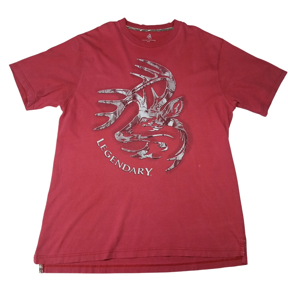 Legendary Whitetails Mens XL Red Graphic T-Shirt Buck Deer Hunting Cotton Tee